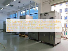 Máy làm sạch pallet điều khiển tự động PLC với dung tích bình chứa chất lỏng 80L và thời gian sấy từ 5 đến 15 phút, phù hợp với nhiều loại pallet khác nhau